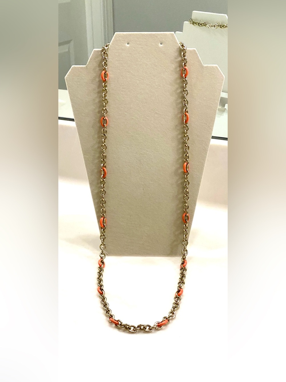 J. Crew Gold-Tone Chain Necklace with Coral Accents